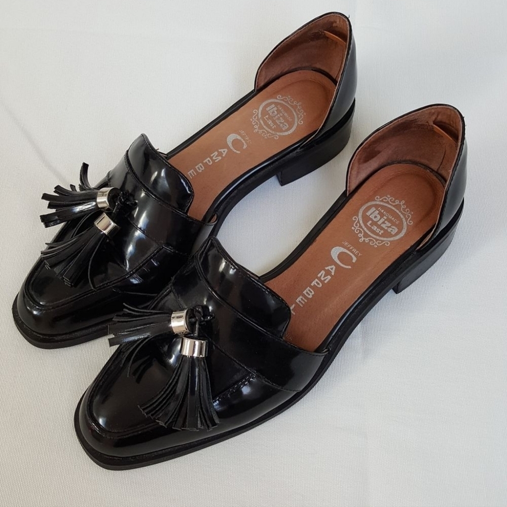 Jeffrey Campbell Glossy Black Tassel Loafers